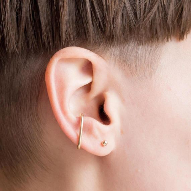 Ear Cuff No Piercing - 925 Silver Fake Clip Earrings Gold