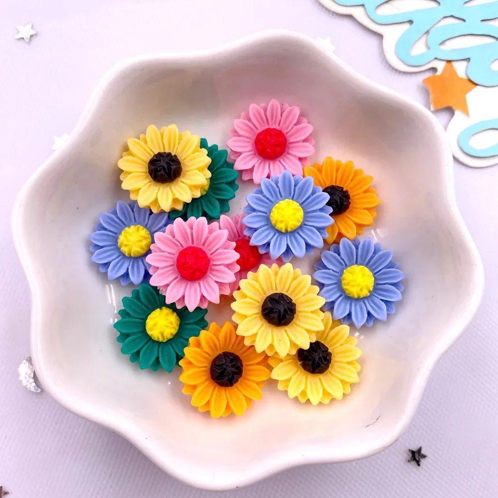 Paradise Jewelry & Watches Llc Miami - 30Pcs Resin Colorful 15mm Sunflower Flatback