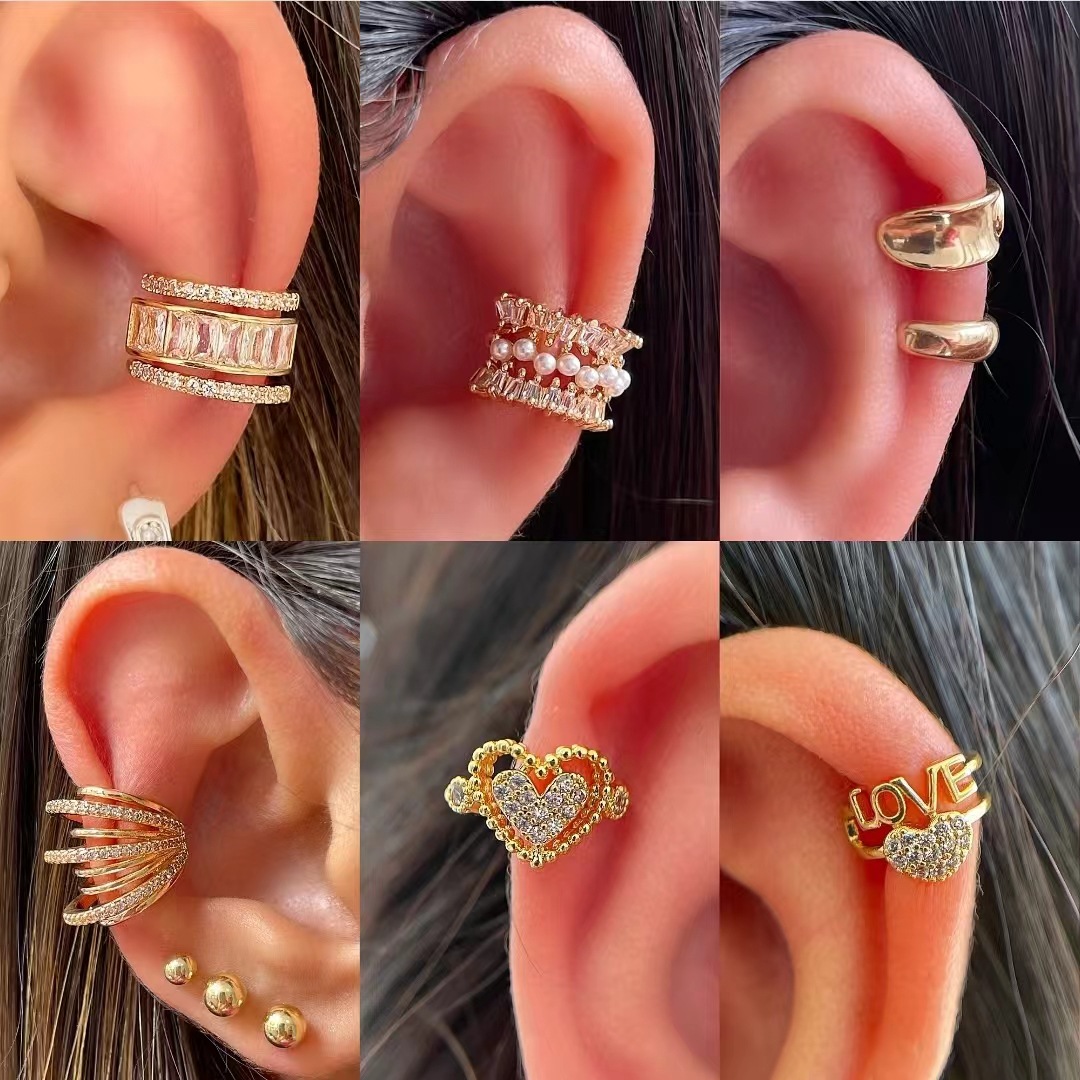 Ear Cuff No Piercing - Korean Fashion Zircon Ear Clip Earrings