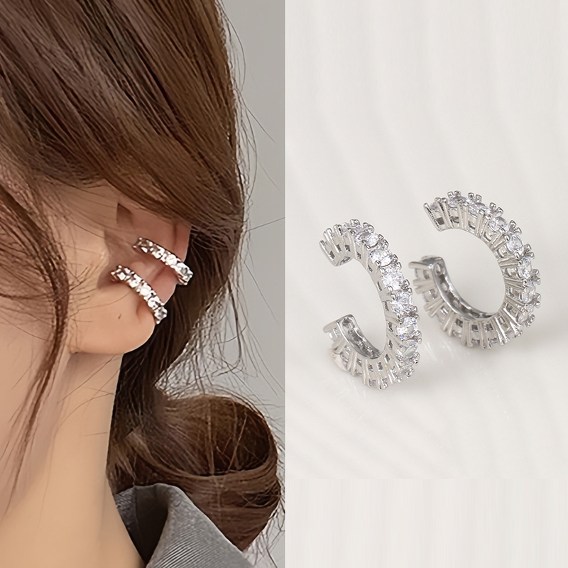 Ear Cuff No Piercing - 2Pcs Full Rhinestone Zircon Ear Cuff