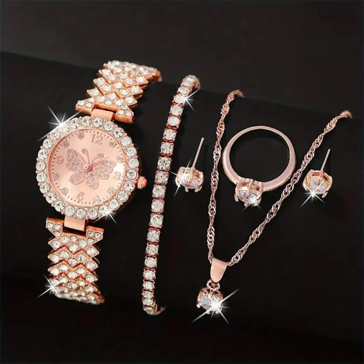 6PCS/Set Luxury Rhinestone But - огляд і ціна Mystery Jewelry Jar Watches