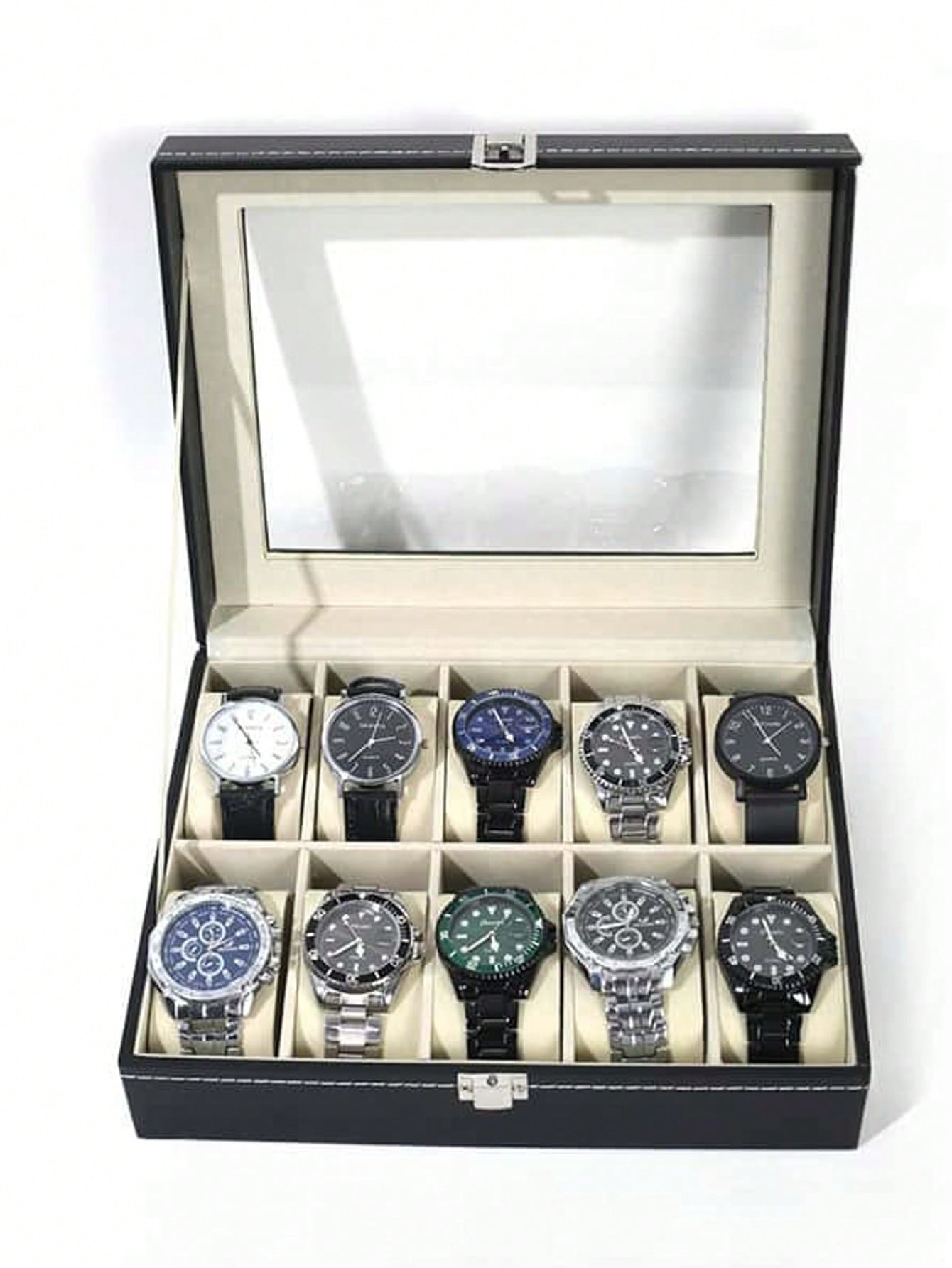 Leather Watch Box with Lock, L - огляд і ціна Mystery Jewelry Jar Watches
