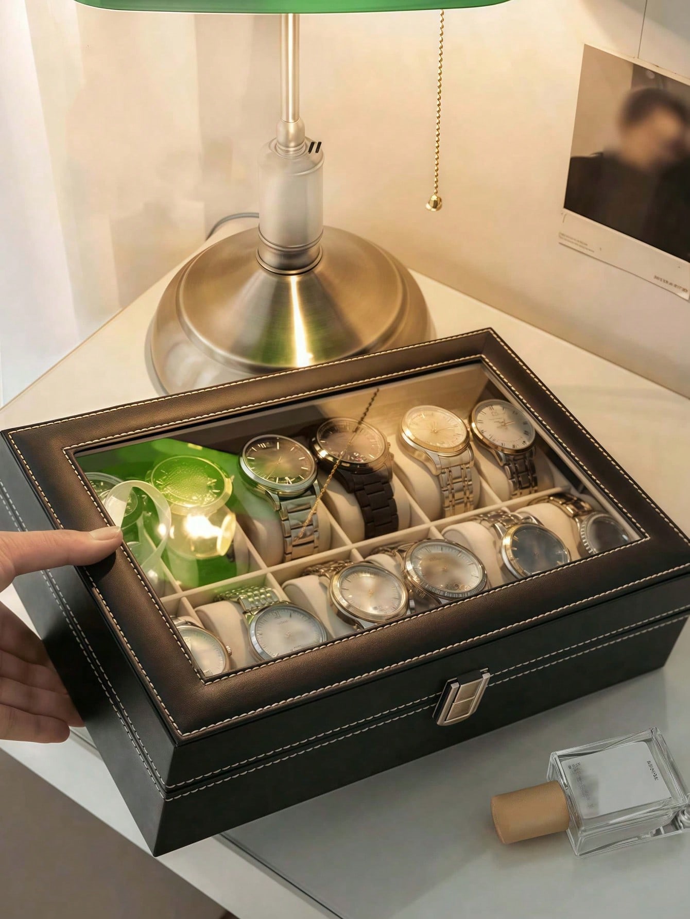 Leather Watch Box with Lock, L - огляд і ціна Mystery Jewelry Jar Watches