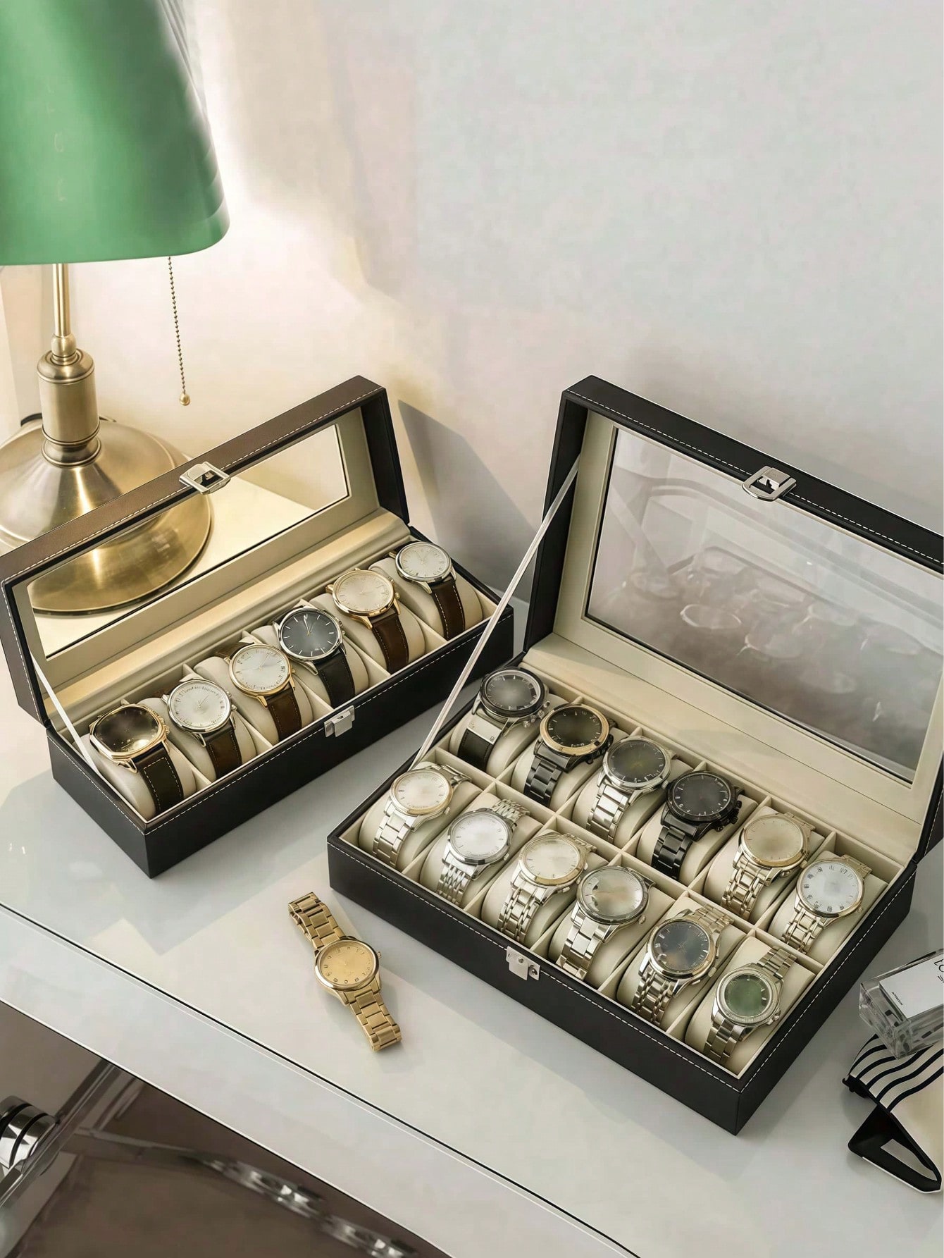 Leather Watch Box with Lock, L - огляд і ціна Mystery Jewelry Jar Watches
